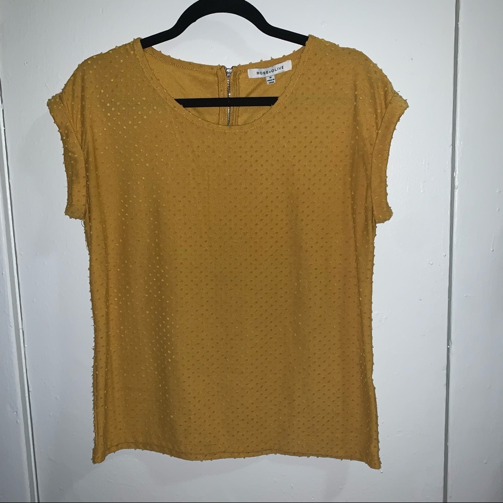 Short sleeve mustard textured blouse